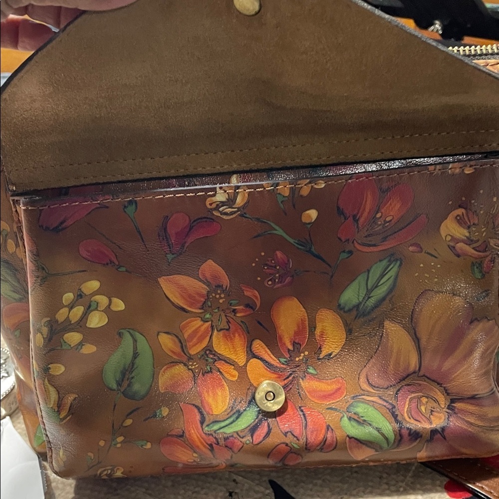 Patricia Nash Floral Brown Leather Women's Bag - Picture 8 of 10